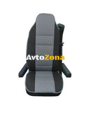Универсален калъф за седалка на камион - релефен - еко кожа и текстил - Volvo DAF Man Scania Mercedes Iveco - черно със сиво - Avtozona