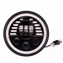 Универсален 7 инча 18см ЛЕД LED фар лампа халоген 12V-24V къси/дълги с DRL дневни светлини мигач бяло-жълто 7000lm за АТВ джип мотоциклет