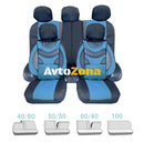 Универсална Авто Тапицерия Пълен Комплект Premium Еко Кожа и Текстил Синя Делима Задна Седалка 9 части - Avtozona