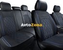 Универсални кожени тапицерии за автомобил 5 части Черно със синьо - Avtozona