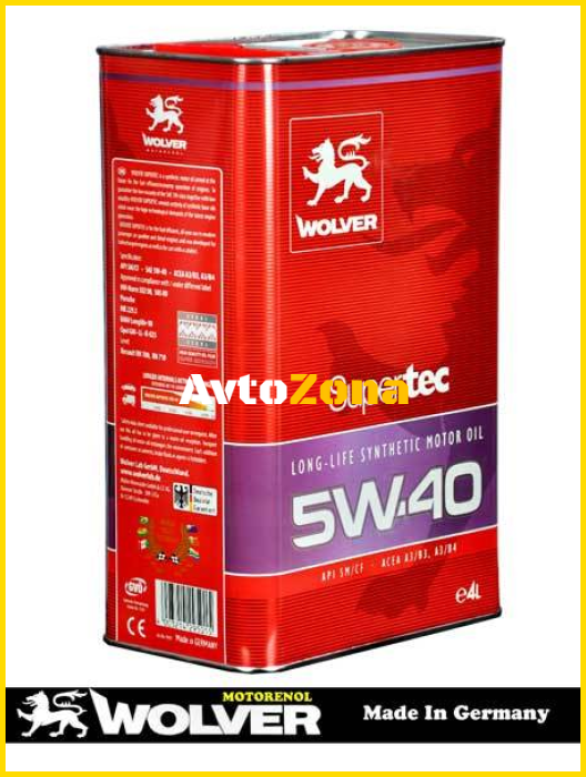 Масло -WOLVER- 5W40- Supertec -4л. - Avtozona