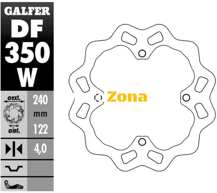 Заден спирачен диск Galfer WAVE FIXED 240x4mm DF350W - Avtozona