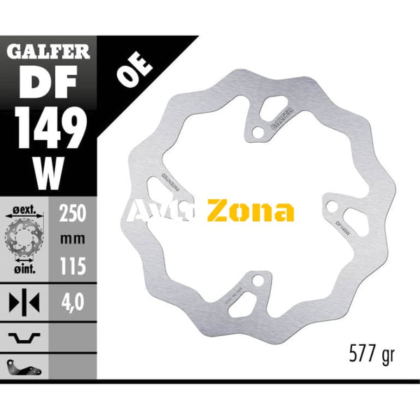 Заден спирачен диск Galfer WAVE FIXED 250x4mm DF149W - Avtozona