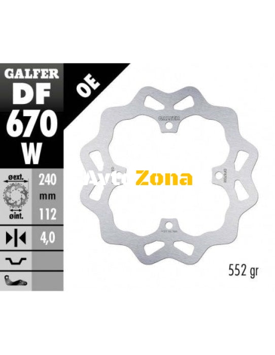 Заден спирачен диск Galfer WAVE FIXED DISC WAVE FIXED 240x4mm DF670W - Avtozona